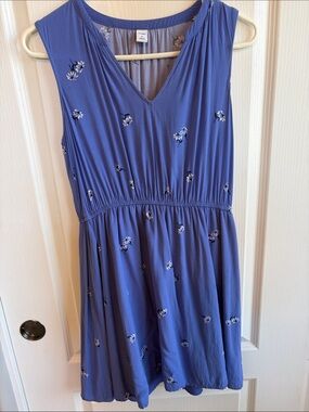 Old Navy Blue Floral Sleeveless V‑Neck Dress